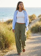Lifestyle hero — model wearing wide-leg drawstring pants