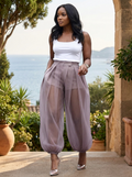 High-waist sheer mesh balloon wide-leg pants - lifestyle hero