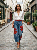 Floral-print high-waist wide-leg jeans lifestyle hero