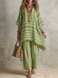 Lime Green striped two-piece co-ord set