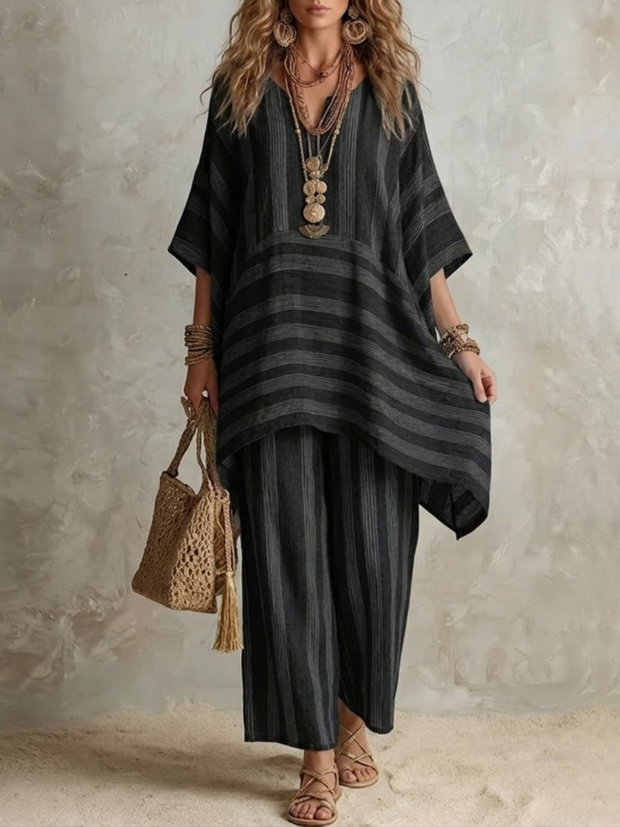 Black striped two-piece co-ord set