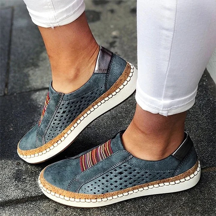 Blue women's wide toe-box breathable comfort sneakers