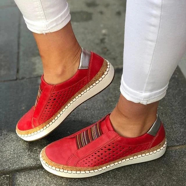 Women's breathable slip-on comfort sneakers in Red