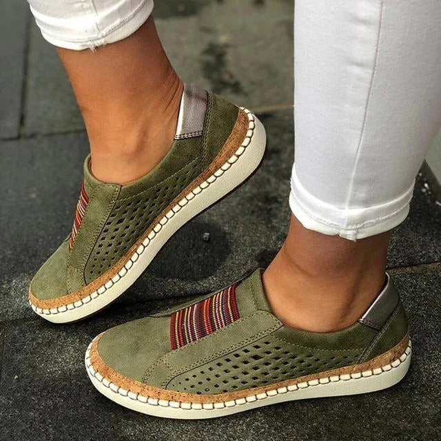 Women's breathable slip-on comfort sneakers in Green