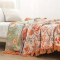 Rustic floral tassel throw blanket