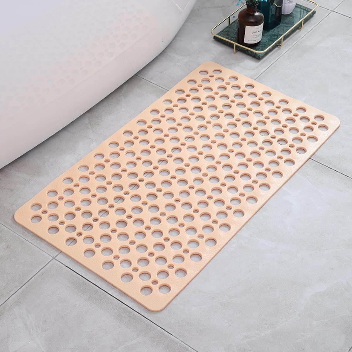 Beige non-slip antibacterial shower mat