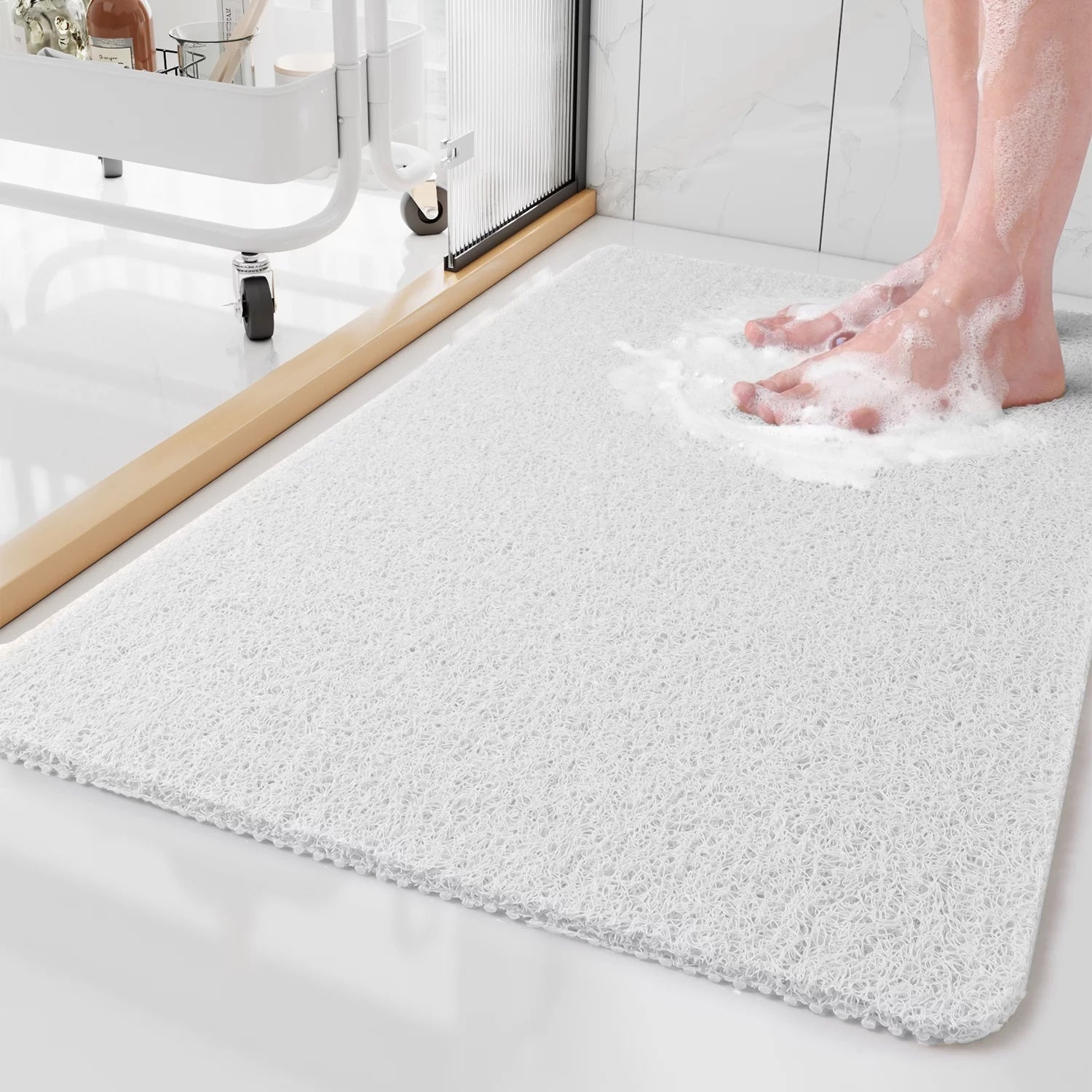 White non-slip shower mat
