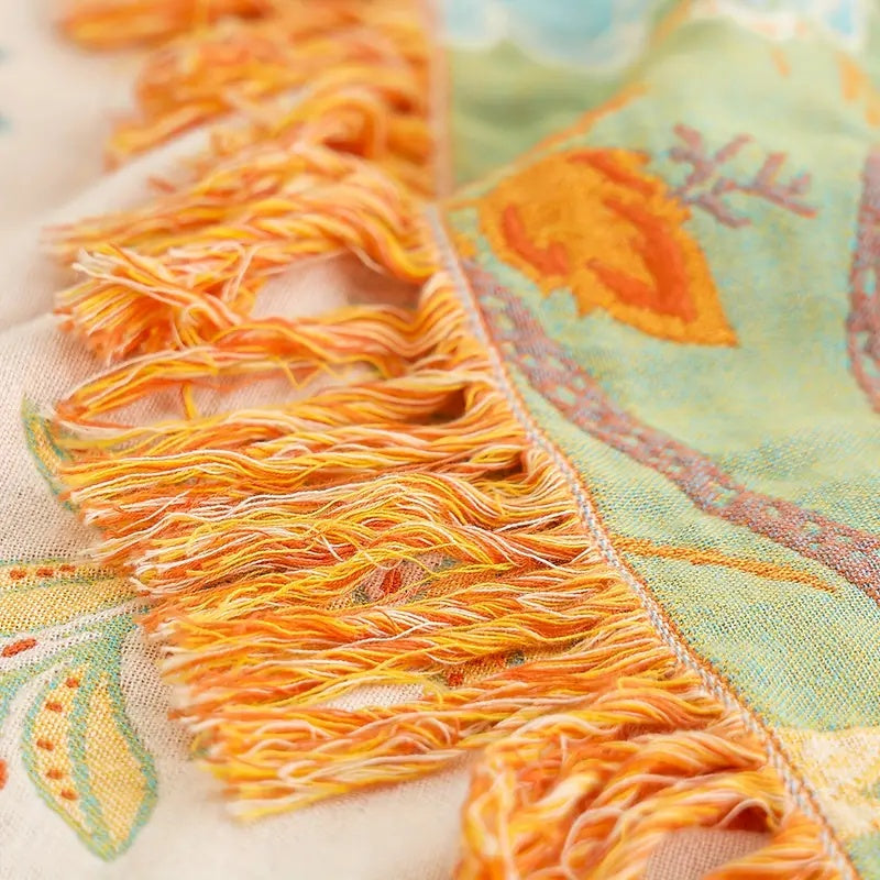 Floral tassel blanket