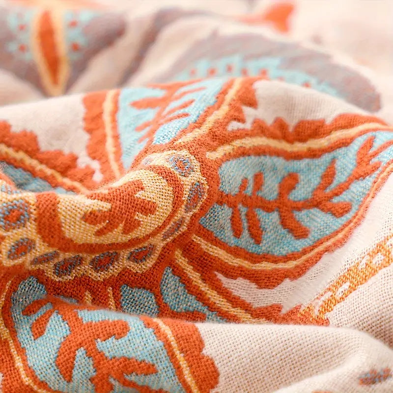 Floral tassel blanket