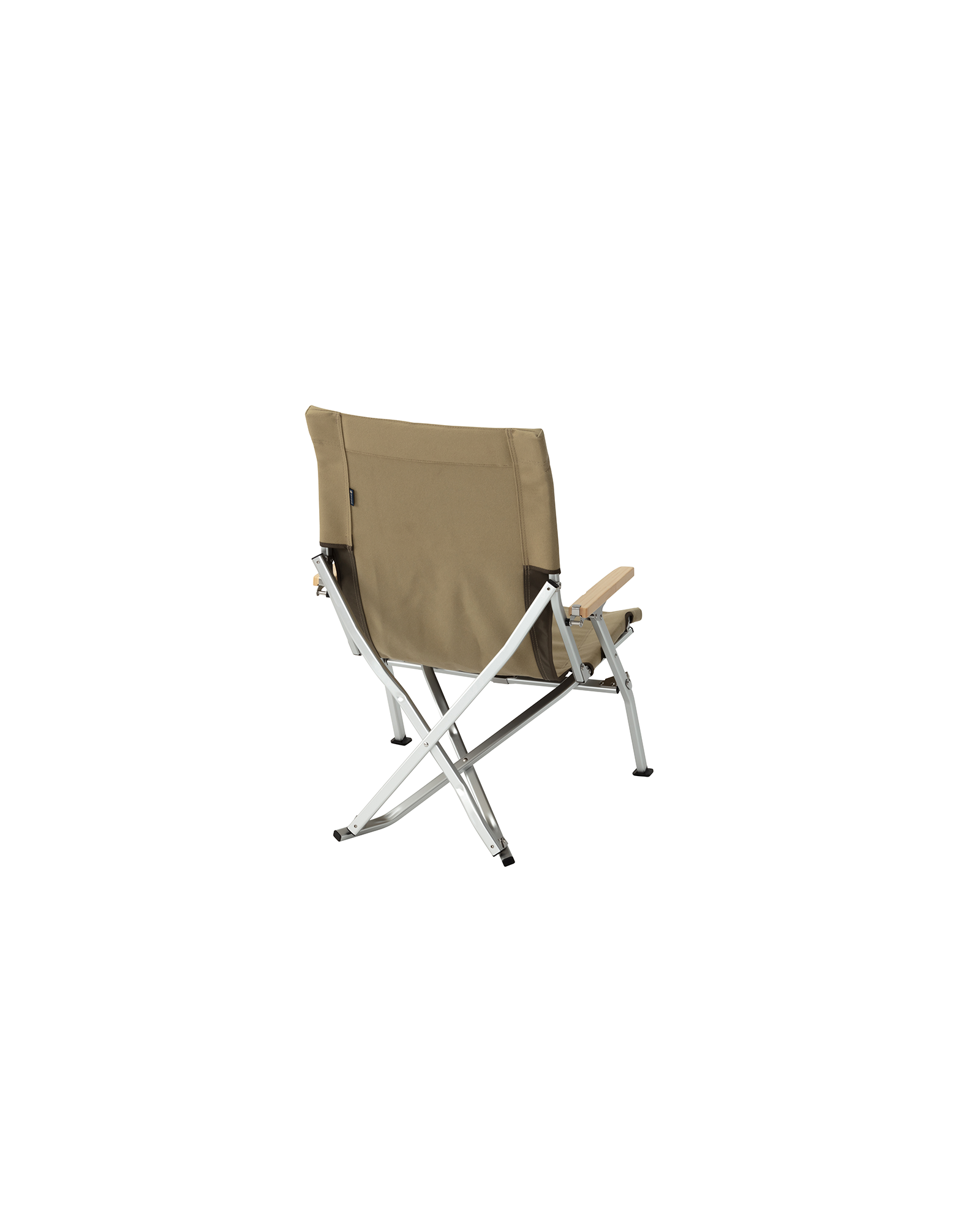 Low folding beach chair rear view