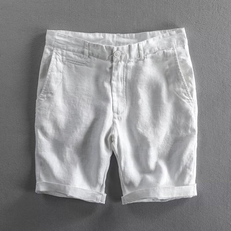White linen summer shorts