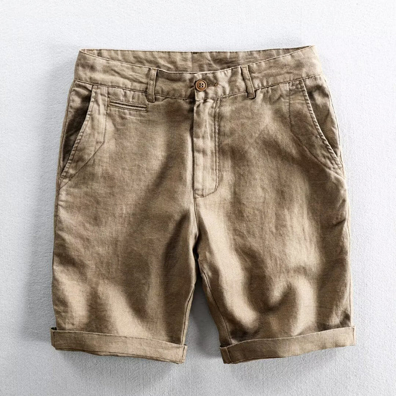 Khaki linen summer shorts
