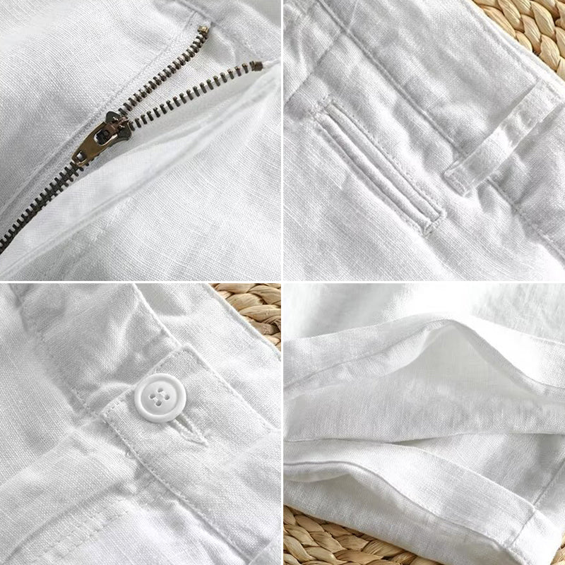 Linen summer shorts detail