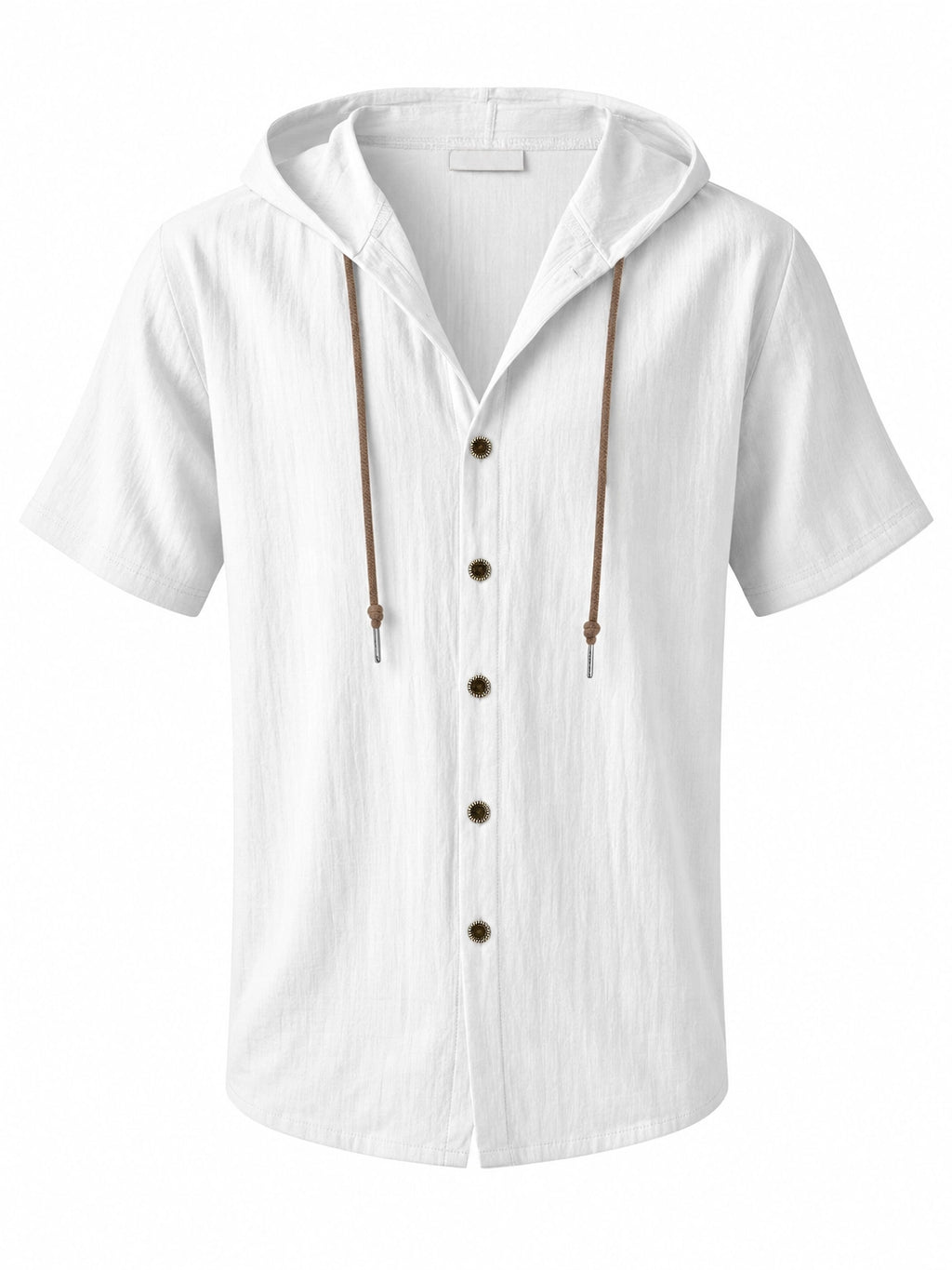 Men's Linen Hooded Short Sleeve Shirt – Loose Fit Lightweight...