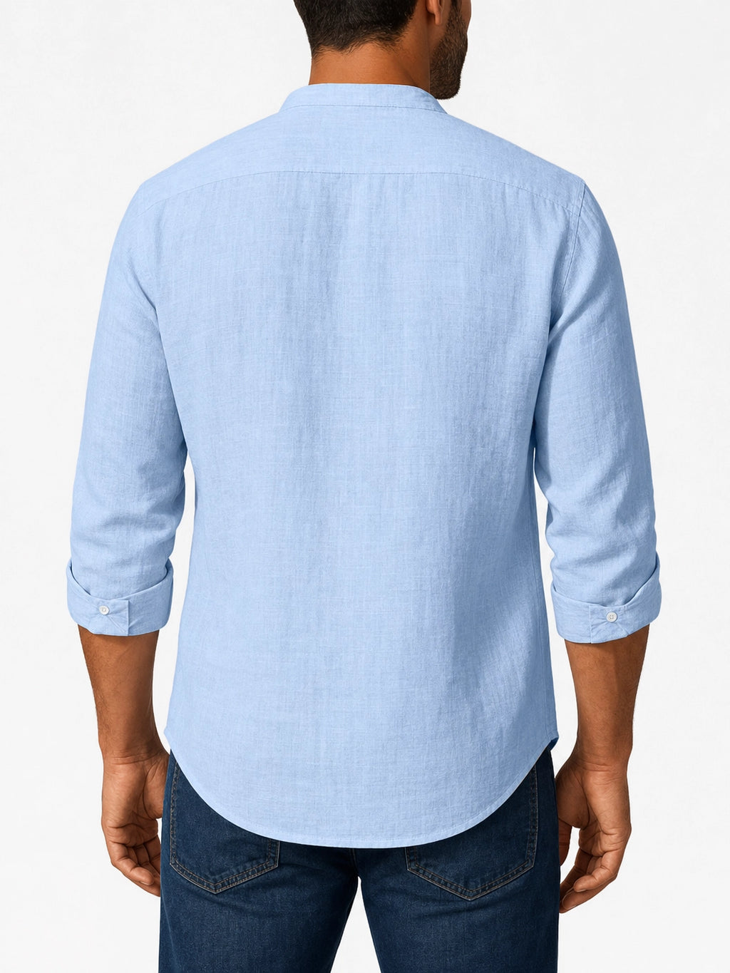 Men's Shirt – Long Sleeve Mandarin Collar Breathable Casual...