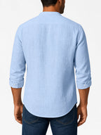 Men's Shirt – Long Sleeve Mandarin Collar Breathable Casual...