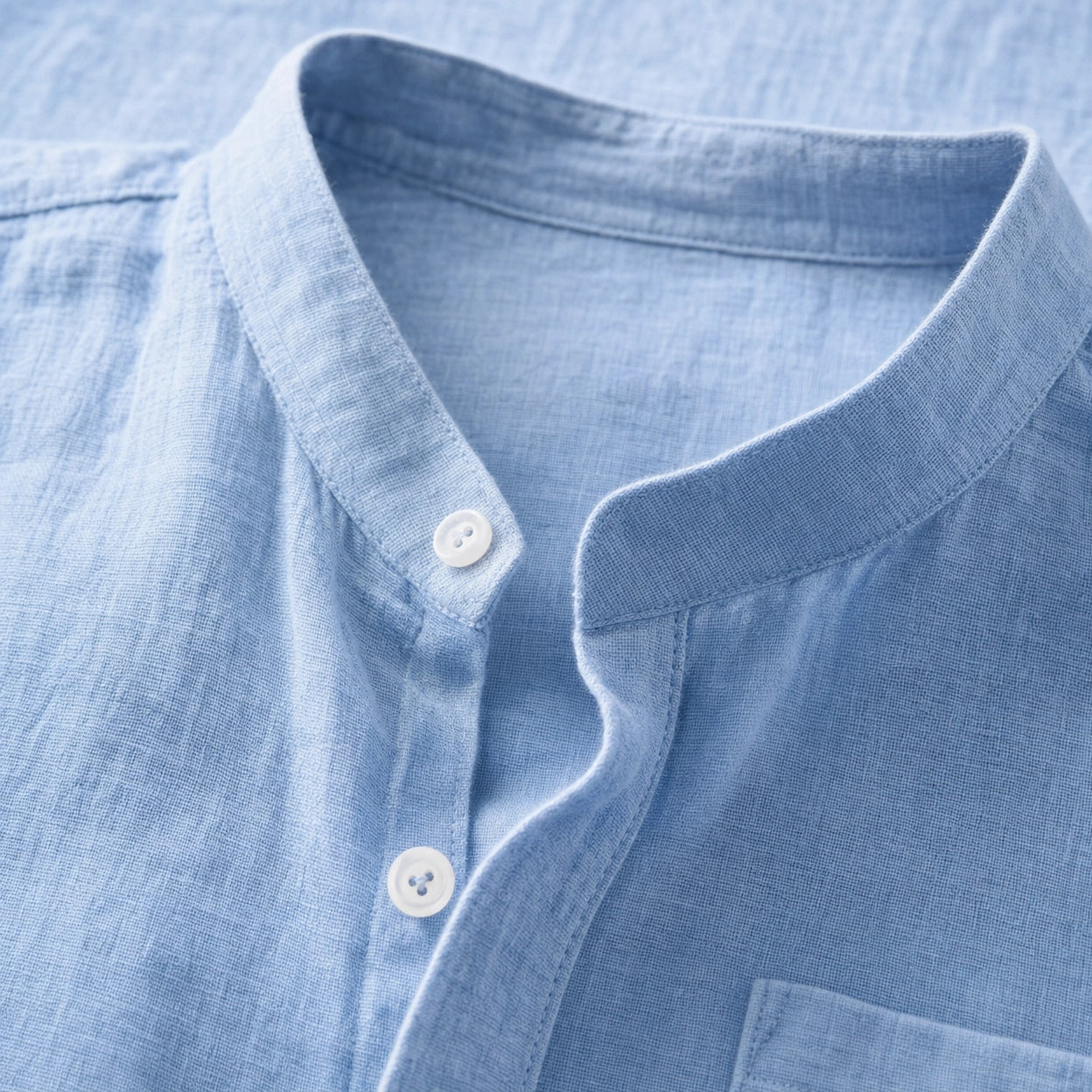 Men's Shirt – Long Sleeve Mandarin Collar Breathable Casual...