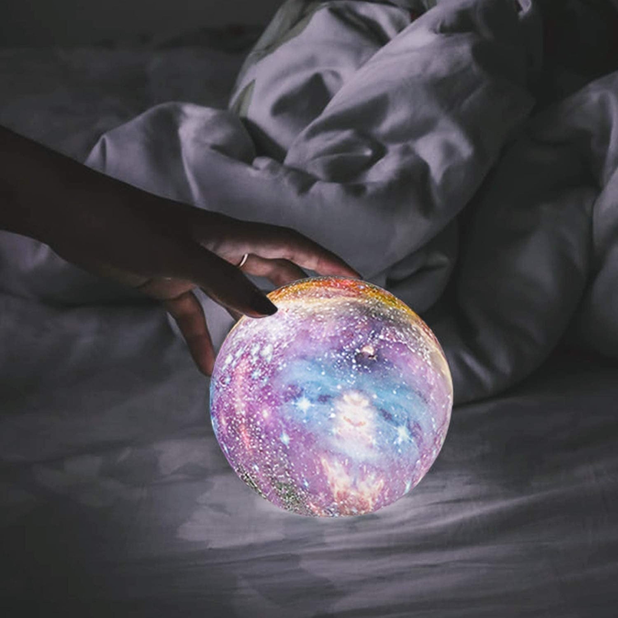 3D moon lamp glowing warm
