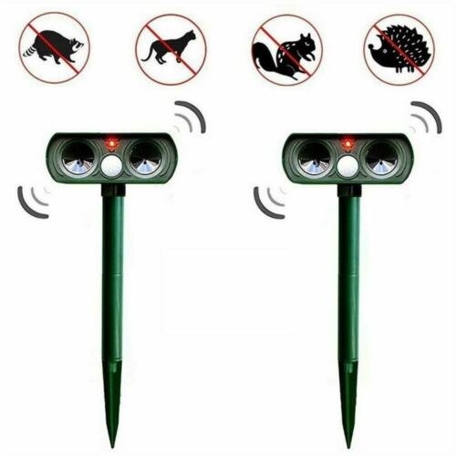 Pest repeller staked in garden