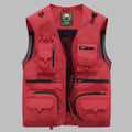 Multi-Pocket Utility Vest in Red