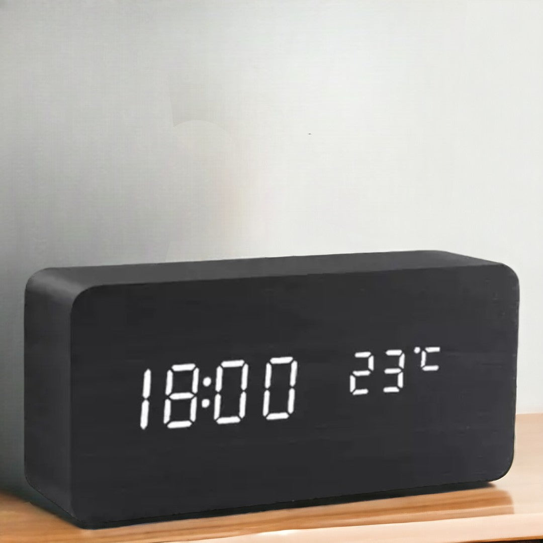 Black block LED alarm clock