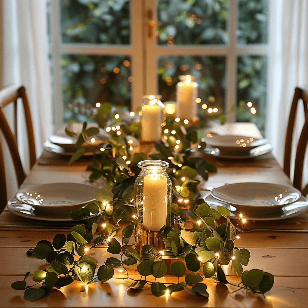 Olive branch light on table decor