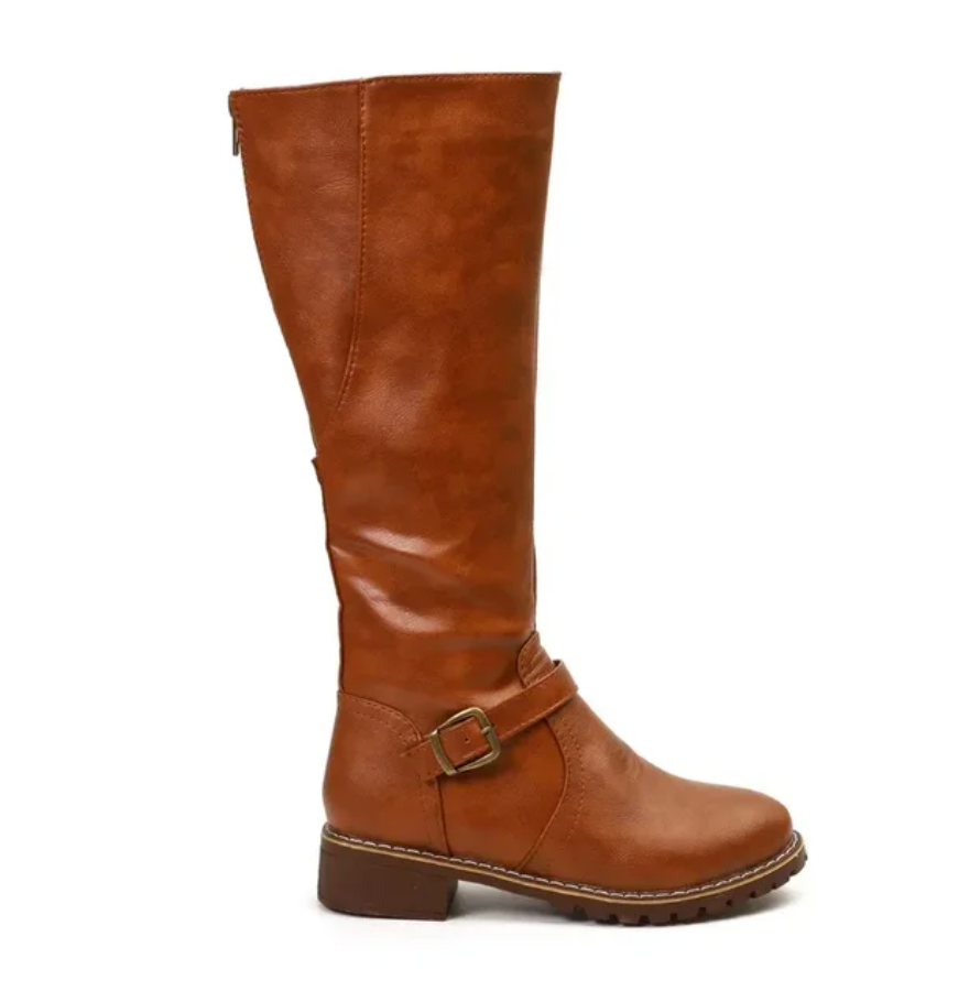 Women's ankle boots brown side view
