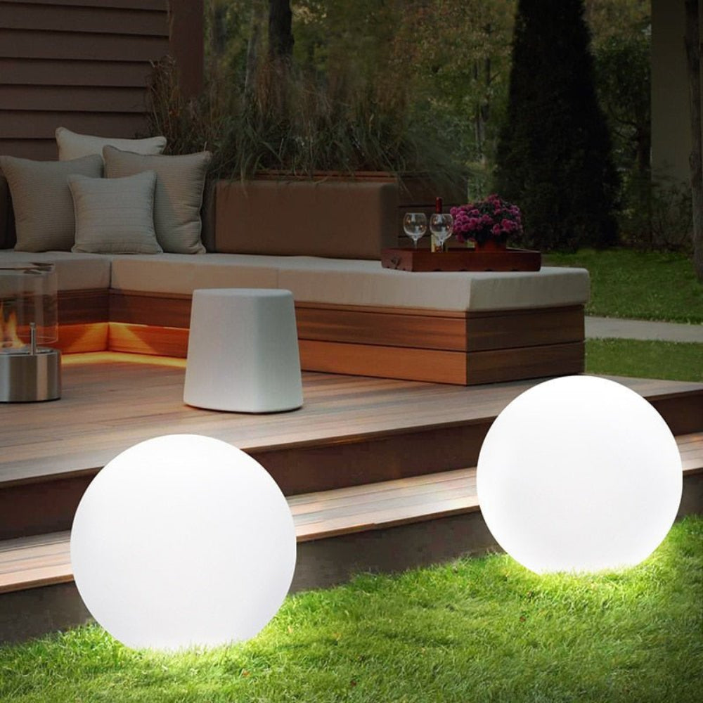 Outdoor ball lamp at dusk