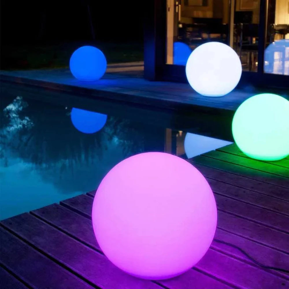 Globe light glowing outdoors