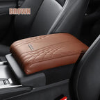 Leather armrest cushion with diamond-stitched pattern