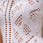 Women's Crochet Hollow Out Beach Cover-Up Dress – Split Hem Boho...