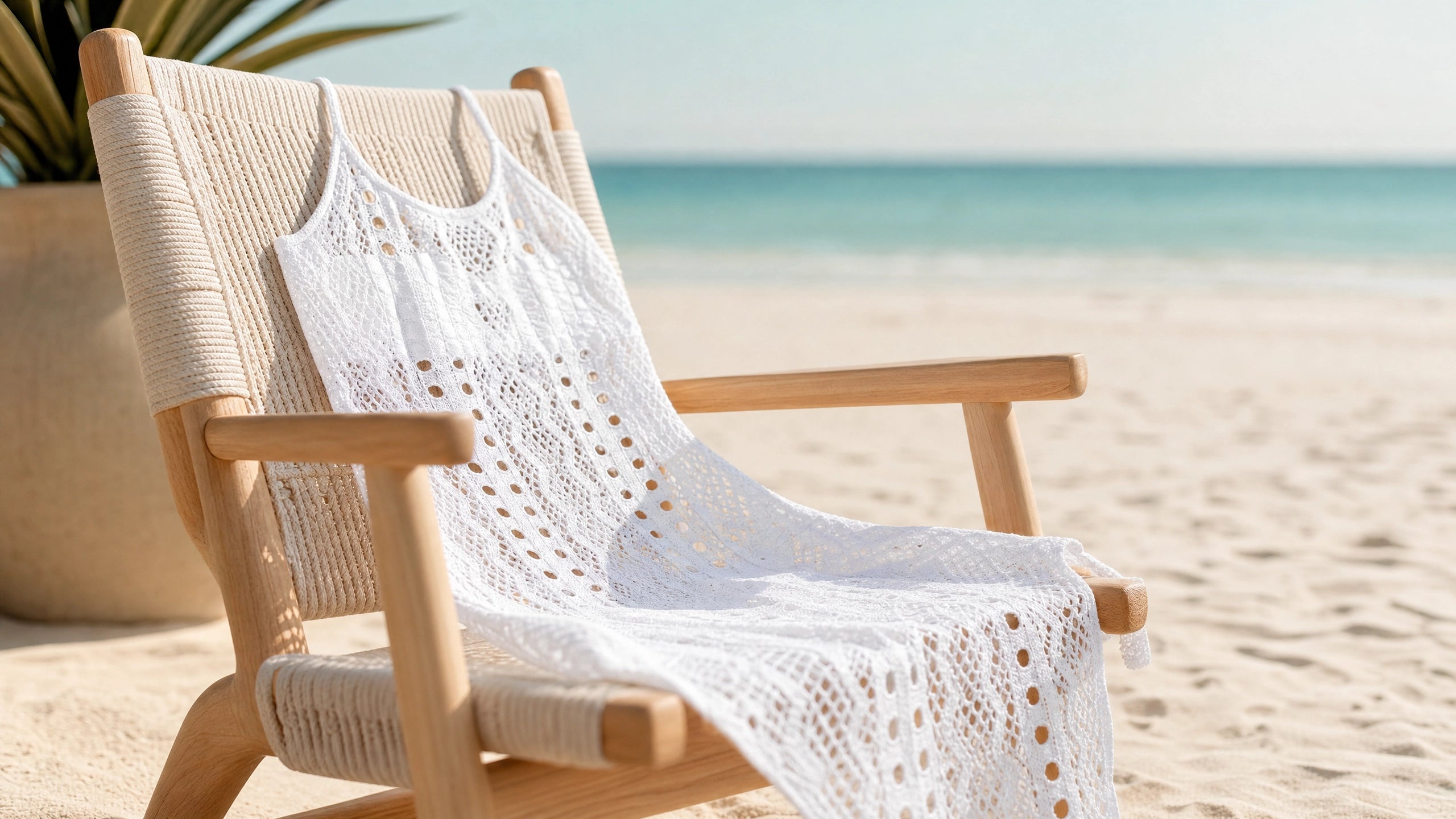 Women's Crochet Hollow Out Beach Cover-Up Dress – Split Hem Boho...
