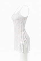 Women's Crochet Hollow Out Beach Cover-Up Dress – Split Hem Boho...