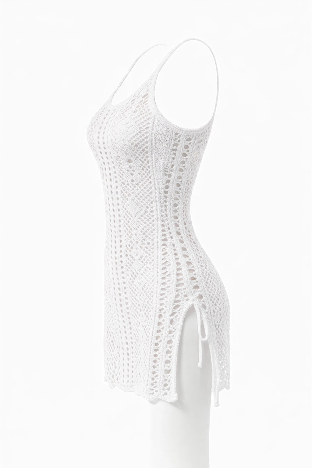 Women's Crochet Hollow Out Beach Cover-Up Dress – Split Hem Boho...