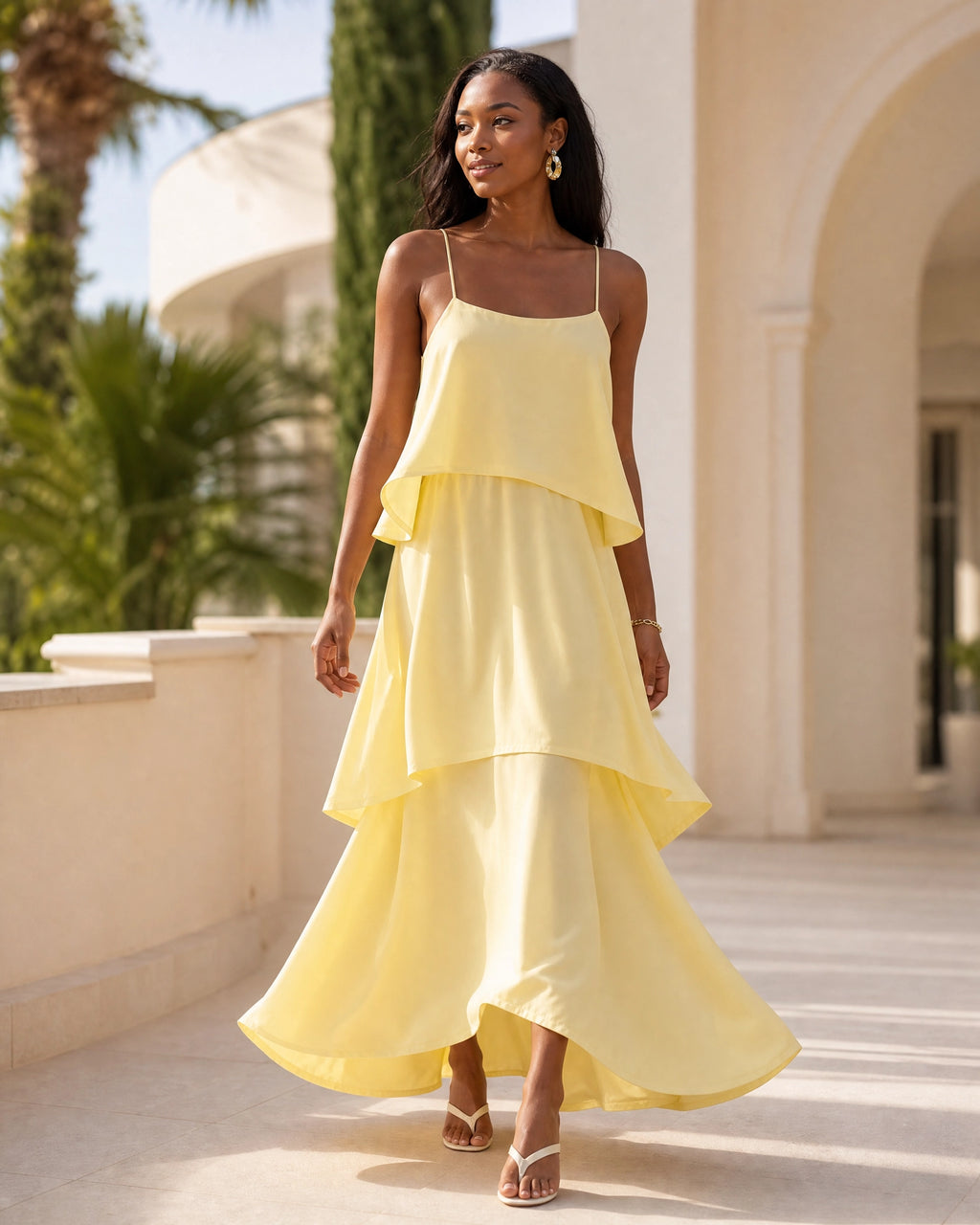 Women's Maxi Dress Flared Hem Adjustable Straps Formal Elegant Long Dress