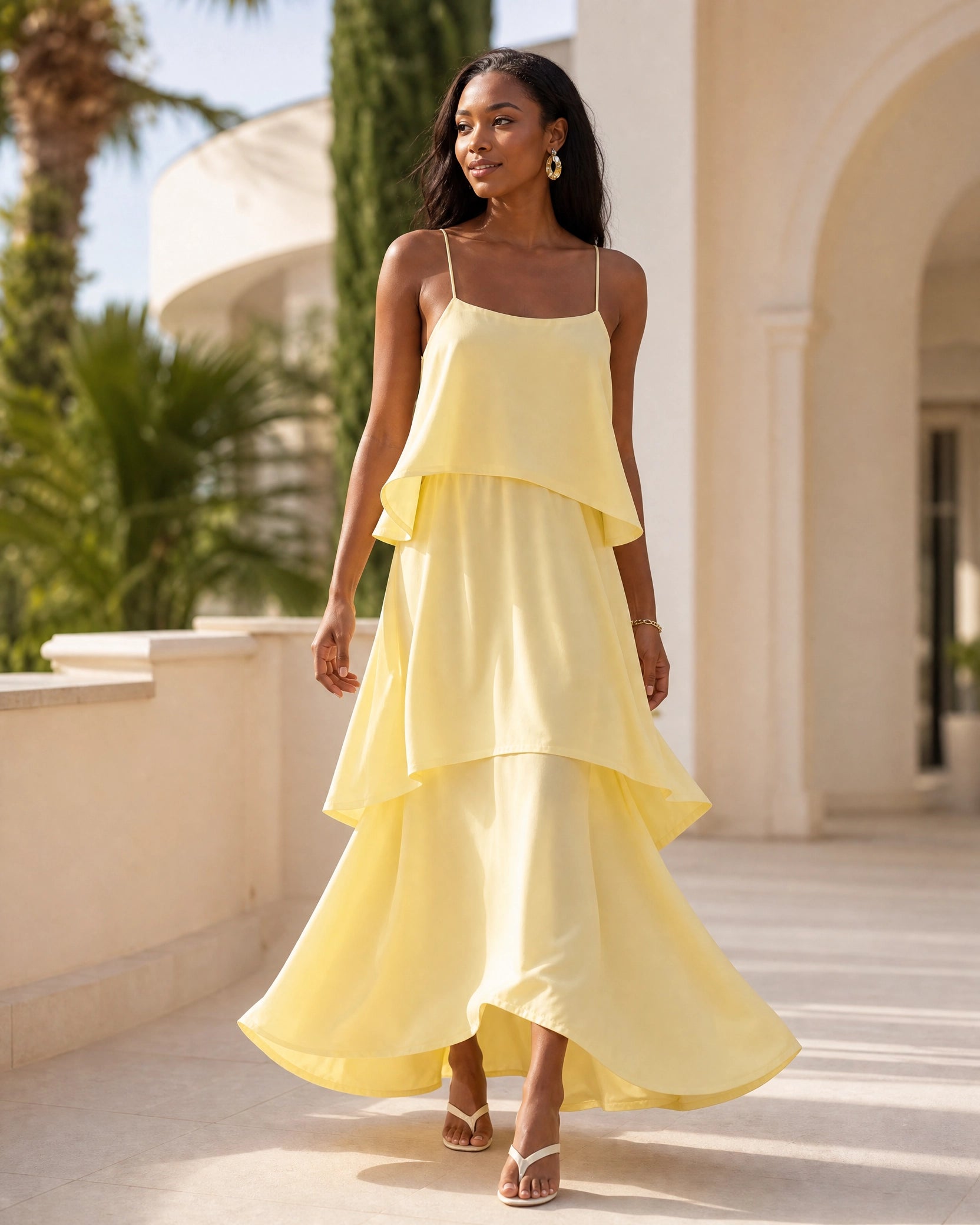 Women's Maxi Dress Flared Hem Adjustable Straps Formal Elegant Long Dress