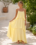 Women's Maxi Dress Flared Hem Adjustable Straps Formal Elegant Long Dress