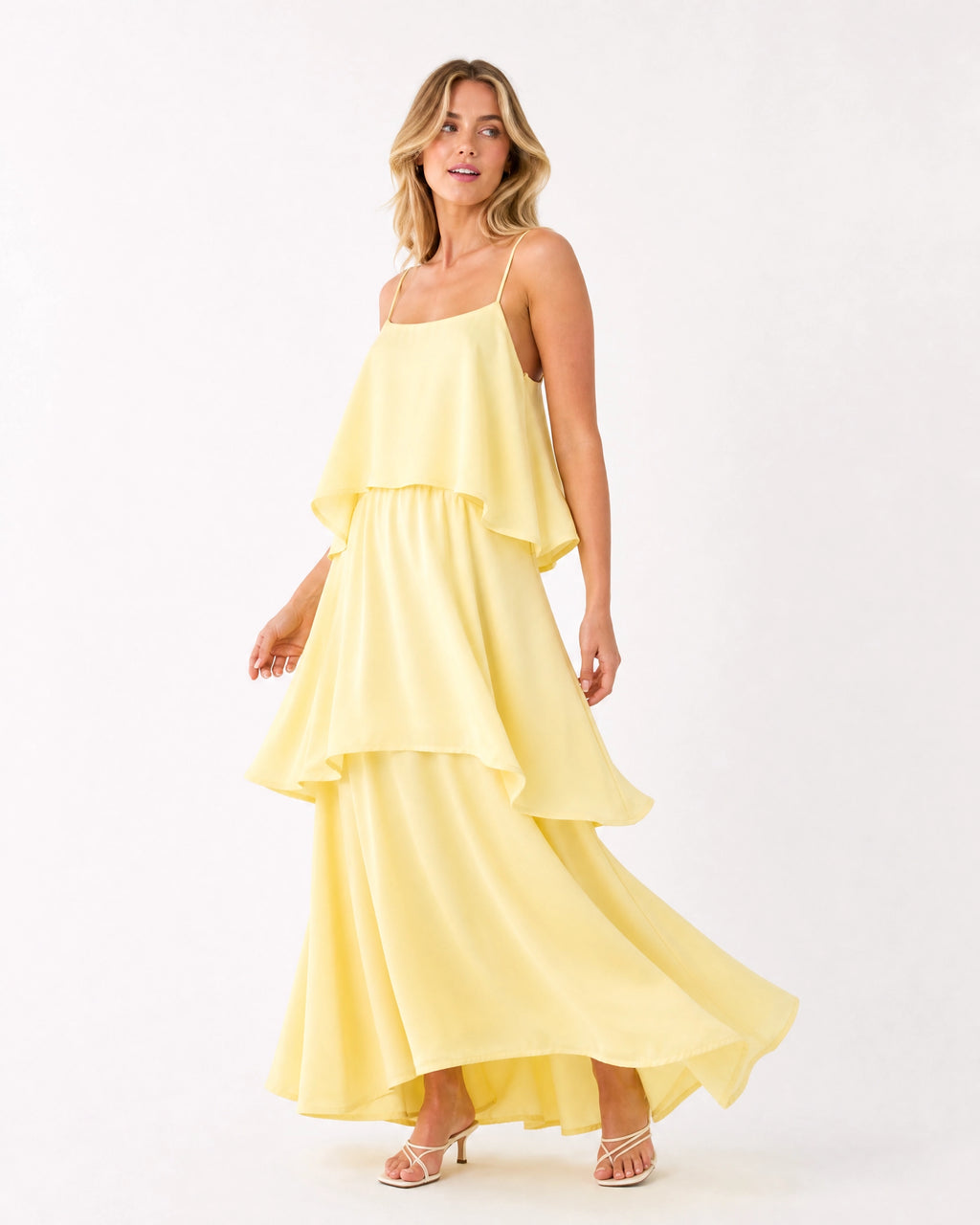 Women's Maxi Dress Flared Hem Adjustable Straps Formal Elegant Long Dress