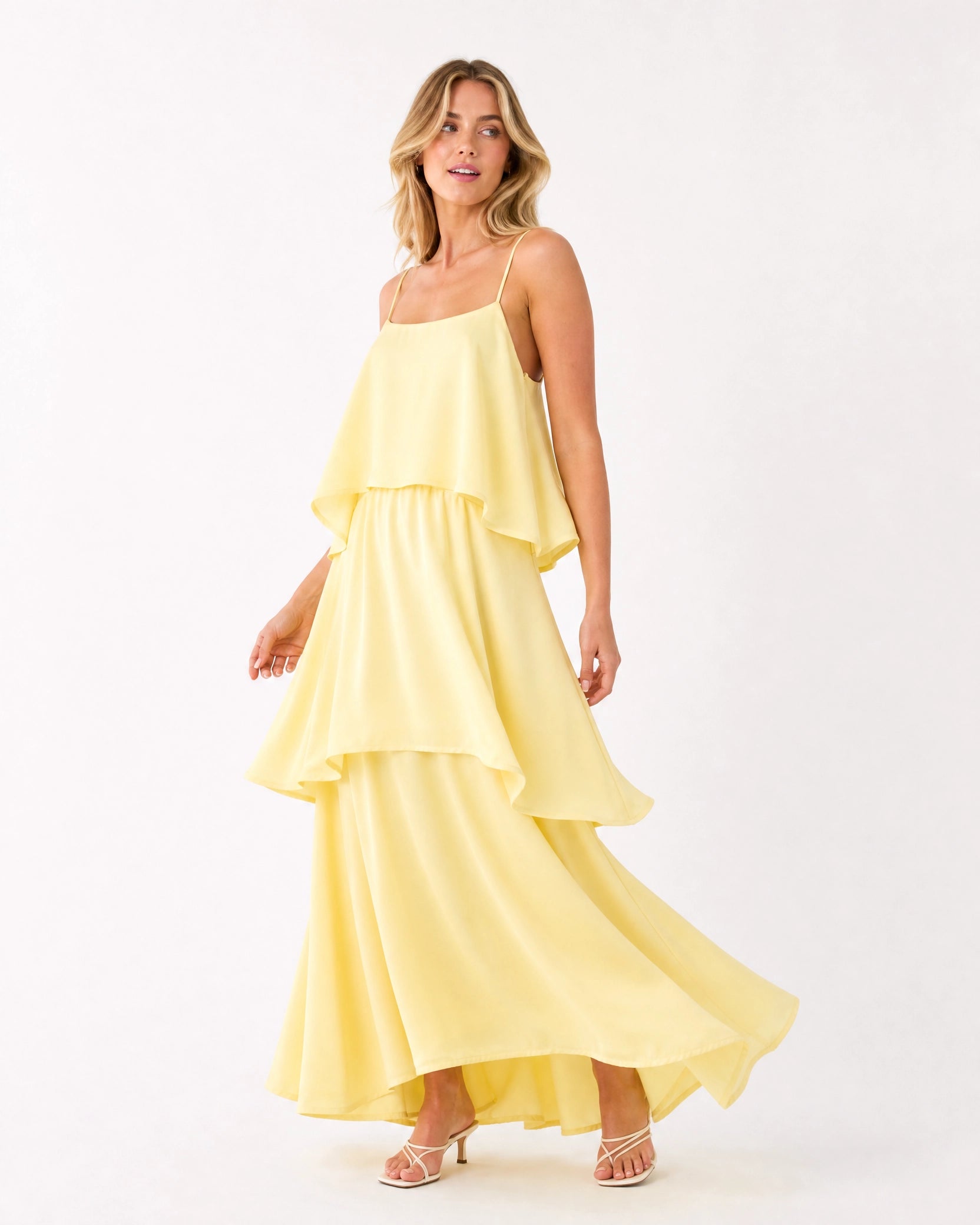 Women's Maxi Dress Flared Hem Adjustable Straps Formal Elegant Long Dress