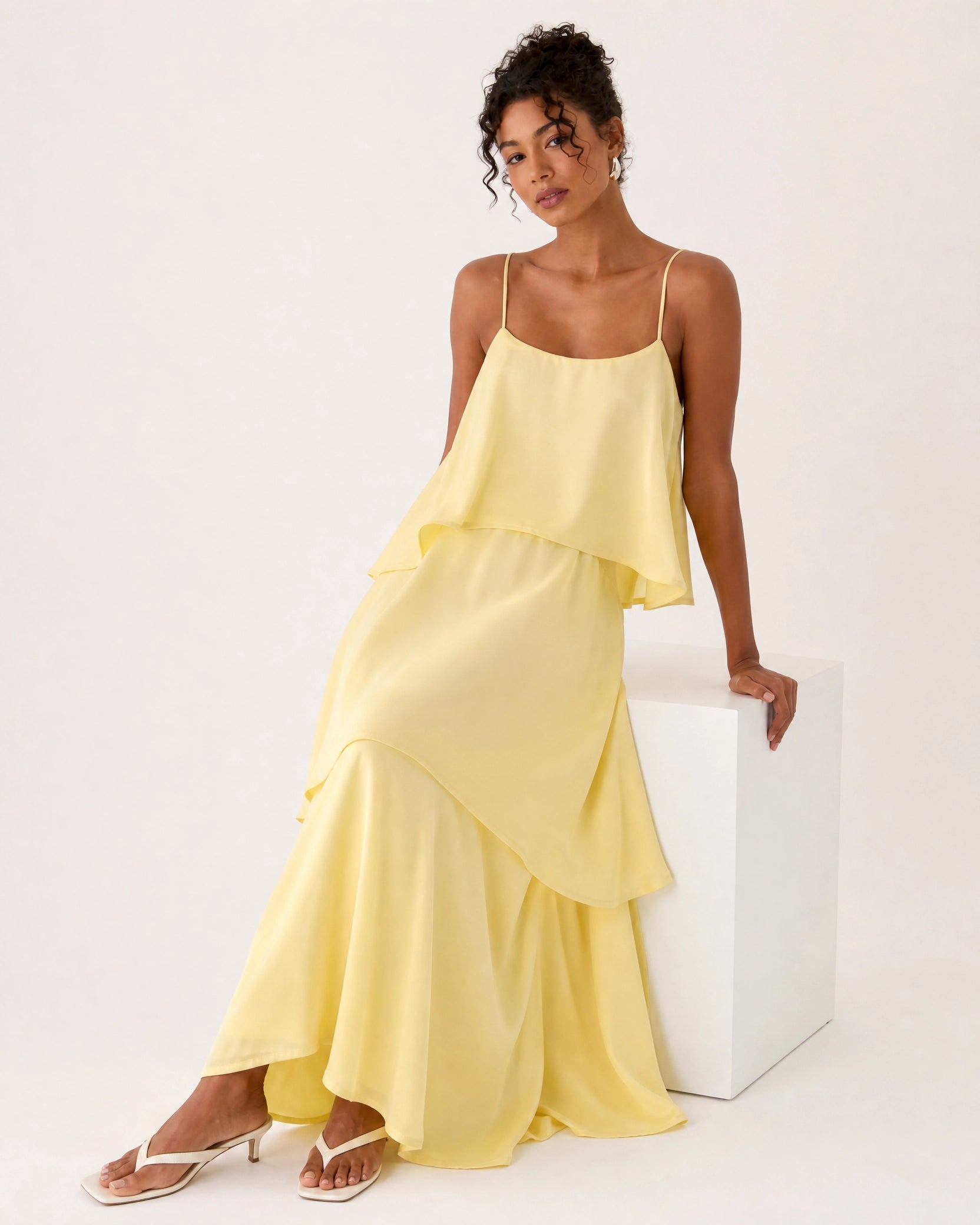 Women's Maxi Dress Flared Hem Adjustable Straps Formal Elegant Long Dress